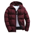 thumbnail image 1 of Kcodviy Men Autumn and Winter Hooded Jacket for Men Solid Zipper Hooded Loose Jacket Plus Size Outdoor Coat Top Blouse, 1 of 3