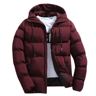 Kcodviy Men Autumn and Winter Men Winter Coat Solid Zipper Hooded Loose Lightweight Puffy Jacket Men Outdoor Coat Top Blouse
