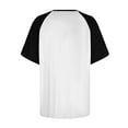 thumbnail image 4 of Womens Summer Raglan T-Shirts Color Block Plus Size Baseball Tees Casual Short Sleeve Loose Pullover White, L, 4 of 5