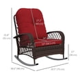 thumbnail image 3 of Outsunny Fauteuil à Bascule en Rotin avec Coussin Moelleux pour Jardin, Rouge, 3 of 10