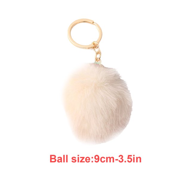 Fuzzy Ball Keychain Supple Comfortable Lovely Key Rings Adorable Practical Key Chains Women for Children Adults Elderly Students Beige 9cm