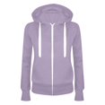 thumbnail image 1 of Aocisk Women Long Sleeve Patchwork Solid Color Hooded Zipper Casual Sport Coat Jacket Style Pullover Light Purple XL, 1 of 3