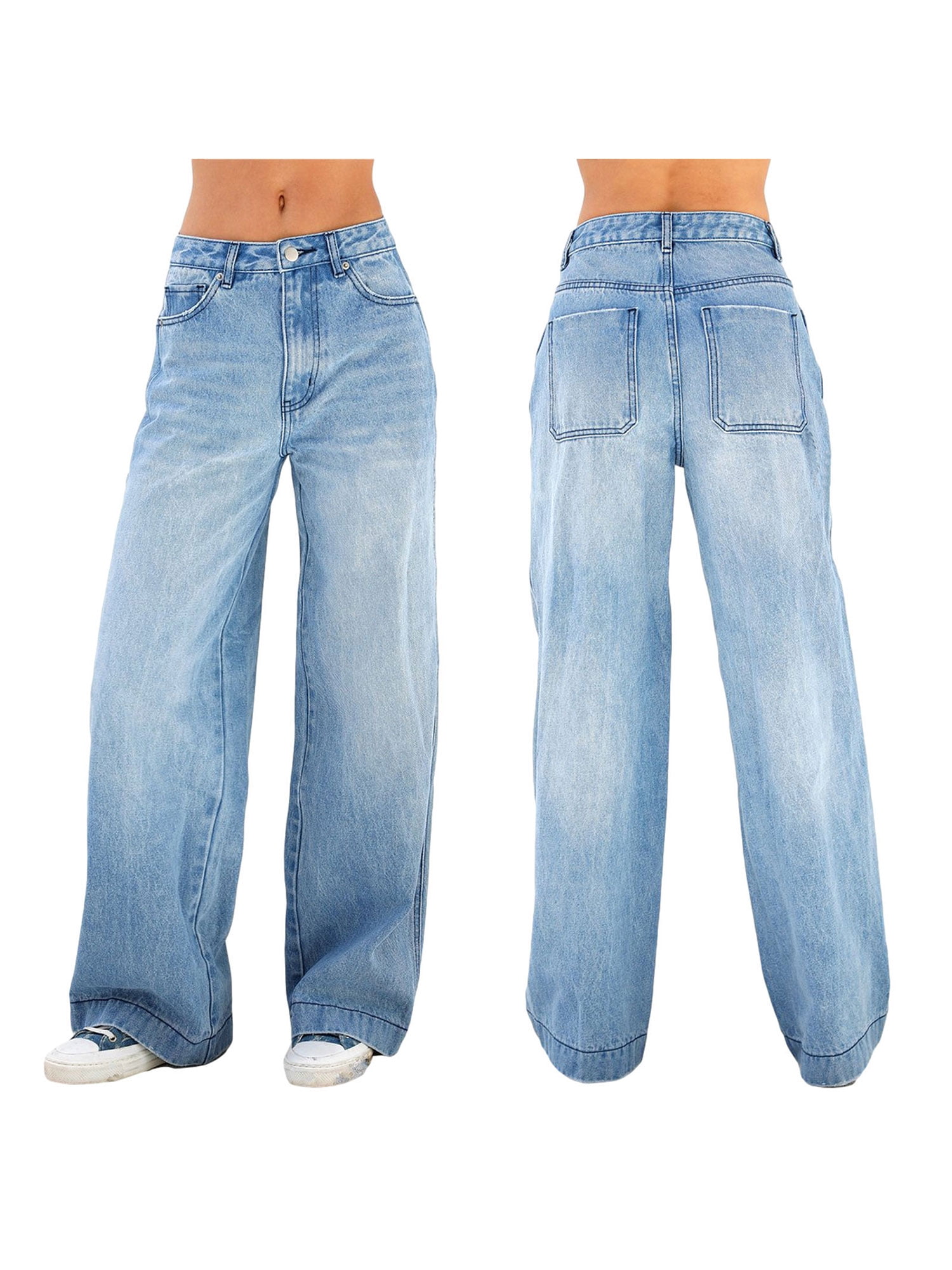 Gupgi Jeans pour Femmes, Pantalon Grand Respirant Polyvalent avec Poches