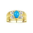 thumbnail image 1 of RYLOS Men's Rings 14K Yellow Gold Rings Classic Designer Style 8X6MM Oval Gemstone &  Diamond Ring Turquoise December Birthstone Rings For Men Size 11, 1 of 7
