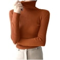 thumbnail image 1 of Timegard Fall Sweaters for Women High Neck Slim Fitting Pullover Casual Long Sleeve Bottom Tops Solid Color, 1 of 5