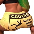 thumbnail image 4 of Women High Waist Letter Print Elastic Short Pants Hip-Hop Shorts, 4 of 5