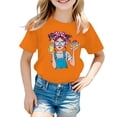 thumbnail image 1 of PMVFHDE Hauts d'Été pour Filles Hauts pour Fille T-Shirt Fille Été Hauts pour Filles T-Shirts pour Fille Coupe Ample Enfant Filles Mignon Graphique Col Rond Manches Courtes Tee T-Shirt d'Été Orange, 9-10 Ans, 1 of 1