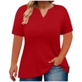 thumbnail image 1 of Timegard Plus Size Top for Women V Neck Drop Shoulder Short Sleeve Comfy Solid Color Casual Tee Top, 1 of 5