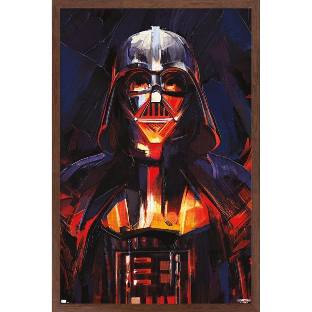 Star Wars : Obi-Wan Kenobi - Affiche Murale de Peinture Darth Vader, 22,375 Po x 34 Po, une Oeuvre Murale Moderne Encadrée et Abstraite avec Darth Vader en Coups de Pinceau Rouges, orange et Noirs Audacieux, Idéale pour Décorer les Chambres, les Bureaux Ou les Salons.