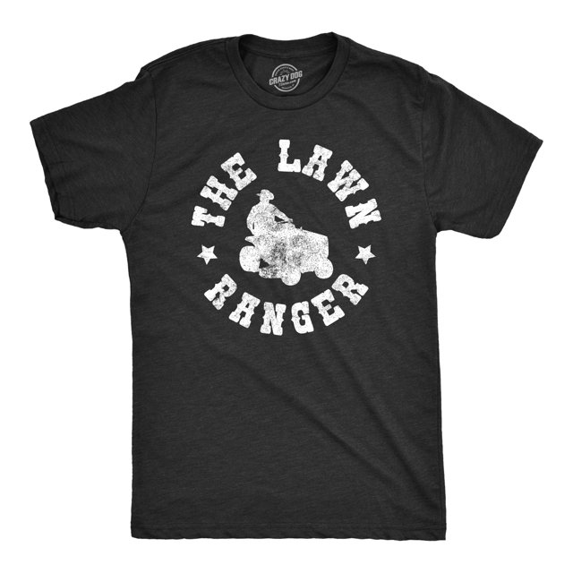 Mens The Lawn Ranger T Shirt Funny Dad Yard Cutting Grass Tee (Heather Black) - M