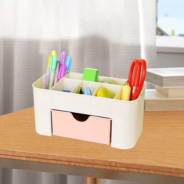 Chmadoxn Office Storage & Organization, Multi Functional Desktop Organizer Drawer Student Stationery Organizer Jewelry Cosmetics Desk Organizer Box Plastic Desktop Organizer