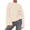 thumbnail image 2 of Women'S Long Sleeve Ribbed Knit Loose Pullover Sweater Tops Fuzzy Knit Casual Chunky Fall Outfits Clothes Beige L, 2 of 9