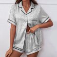 thumbnail image 2 of Kcodviy Ensemble de Peignoir d'Intérieur en Satin Imprimé pour Femmes à Manches Courtes avec Col à Revers Ensemble de Pyjama en Tricot de Soie pour Femmes comme Pyjamas Femmes Confortable Pyjamas pour Femmes Costume Multicolore, 2 of 7