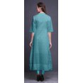 thumbnail image 4 of Bimba Robe Anarkali à Blocs Floraux Bleue Imprimée Col Mandarin Kurtis Indiens pour Femmes Tenue de Fête Anarkali Kurta -Moyen, 4 of 5