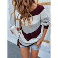 thumbnail image 4 of Tralilbee Women Long Sleeve Crew Neck Pullovers Stitching Color Loose Knitted Sweaters, 4 of 6