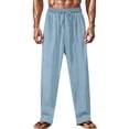 thumbnail image 2 of WRKEKC Casual Pants for Men Spring Fall Fashion Solid Color Drawstring Elastic Waist Long Pants for Daily Casual Outings Lounge　Wear, 2 of 9