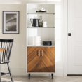 thumbnail image 4 of Walker Edison Bookmatch Hampton 68" 2-Door Engineered Wood Hutch in White/Walnut, 4 of 10