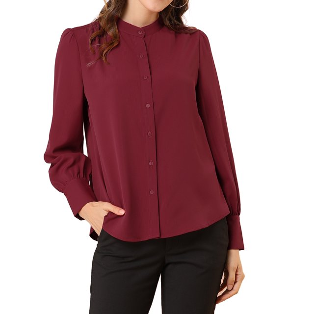 INSPIRE CHIC Chemises à Manches Longues pour Femmes avec Col Montant et Boutons