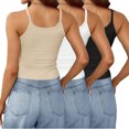 thumbnail image 4 of Timegard Camisoles 3 Pcs pour Femmes Col Rond Côtelé Sans Manches Ajusté Court Haut Décontracté Sortie Camis, 4 of 6