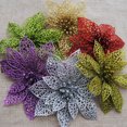 thumbnail image 4 of 10pcs Simulated Christmas Artificial Flowers Plastic Decorative Flowers for Christmas Tree (Gold), 4 of 5