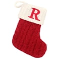thumbnail image 1 of Bas de Noël avec Initiales Grande Lettre Brodée Tricot Rouge Blanc Bas de Noël pour Décorations de Vacances en Famille et Cheminée d'Arbre de Noël, 1 of 8