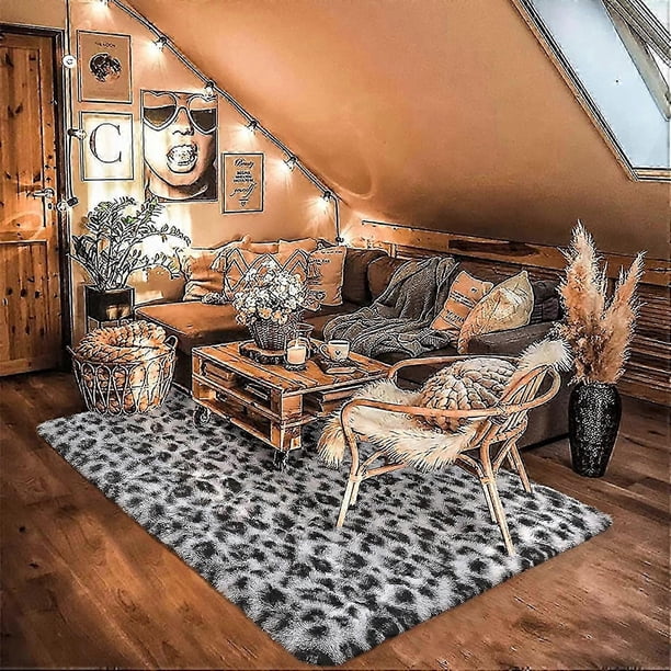 Fluffy Leopard Print Rug Cheetah Print Area Rugs Soft Comfy