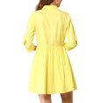 thumbnail image 3 of INSPIRE CHIC Robe-Chemise pour Femme Manches 3/4 Boutonnée Mini Robes TG Jaune Citron, 3 of 8