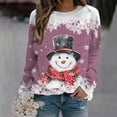 thumbnail image 2 of Kcodviy Women's Autumn and Winter Comfortable Sweatshirts Women Christmas Snowflake Snowman Printed Apparel T Round Neck Shoulder Long Body Suits Women Sweater Sleeved Casual Sports Sweatshirt, 2 of 4
