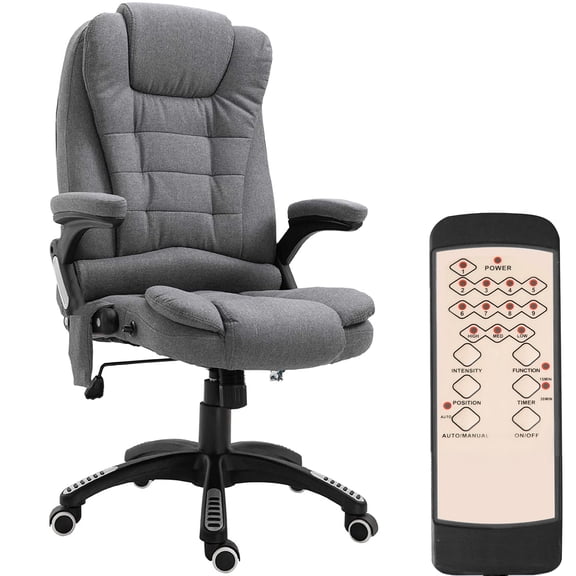 Vinsetto Chaise de Bureau de Massage avec Vibration à 6 Points, Gris