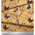 thumbnail image 2 of Soimoi Tissu Poly Georgette Orange Fleur & Papillon Décor Tissu Imprimé BTY 52 Pouces de Large, 2 of 5
