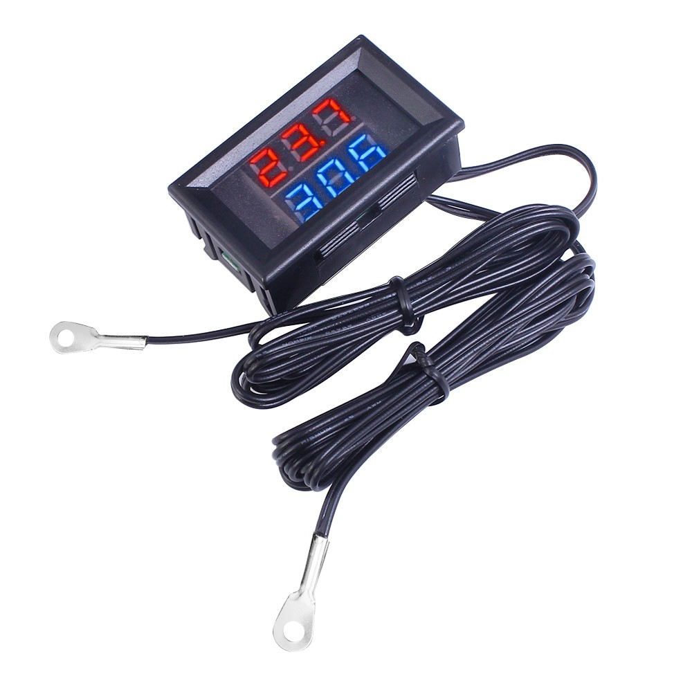 Digital temperature sensor thermometer LED display dual NTC probe cable