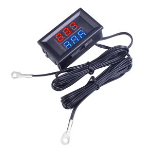 Digital temperature sensor thermometer LED display dual NTC probe cable