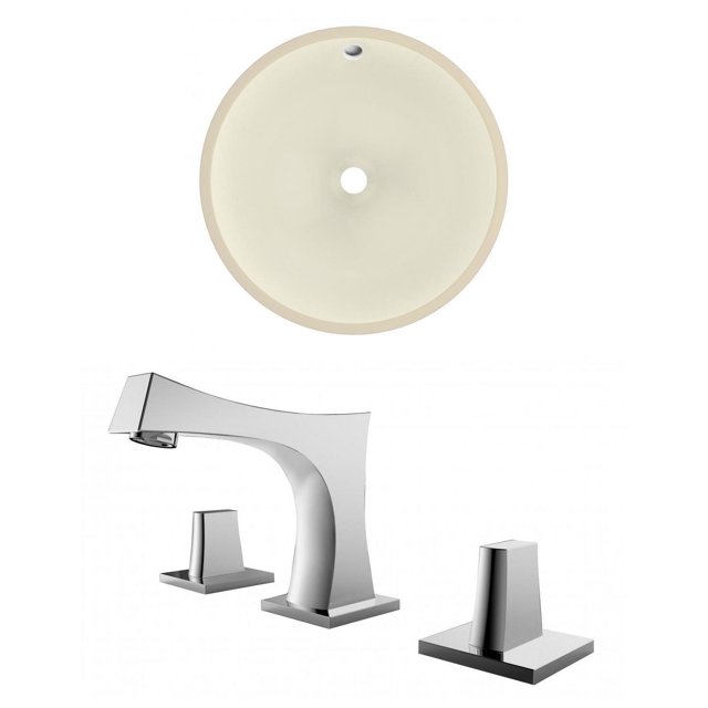 16-in. W Round Bathroom Undermount Sink Set In Biscuit - Chrome Hardware AI-22850
