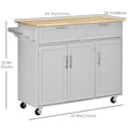 thumbnail image 3 of HOMCOM Kitchen Island on Wheels, Kitchen Cart w/ Drawers, Storage Cabinets, 3 of 10