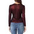 thumbnail image 3 of INSPIRE CHIC Haut pour Femme à Manches Longues Scintillant Pailleté Brillant Métallique Hauts TP Noir Rouge, 3 of 6