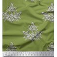 thumbnail image 1 of Soimoi Silk Fabric Leaves & Floral Block Print Fabric by Yard 42 Inch Wide, 1 of 3