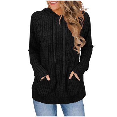 LMKIHUSA Knit Pullover Hoodie Women Workout Pockets Drawstring Soft Sweatshirts Long Sleeve Solid Lightweight Clothes Casual Loose 2025 Fashion Tops Purple,XL