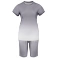 thumbnail image 2 of Innerwin Sweatsuits Solid Color Women Jogger Set Running Short Sleeve Loose Two Piece Outfit Gray L, 2 of 5