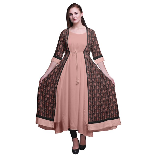 Bimba Kurta Long pour Femmes Anarkali Kurta Style Chic Tunique Kurti Ethnique Robe Longue
