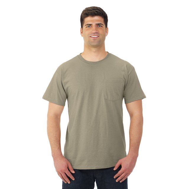 Jerzees Mens DRI-POWER Active Short Sleeve Pocket Crew T-Shirt, M, Khaki