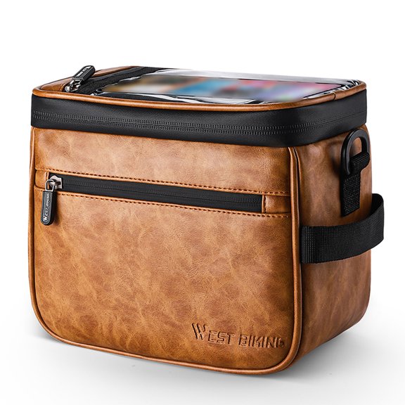 Sac de Guidon de Bicyclette Multifonctionnel Imperméable à Écran Tactile Sac pour Téléphone Mobile Sac avant de Vélo Isolation Thermique et Isolation Froide Sac en Cuir PU Sac de Cycle