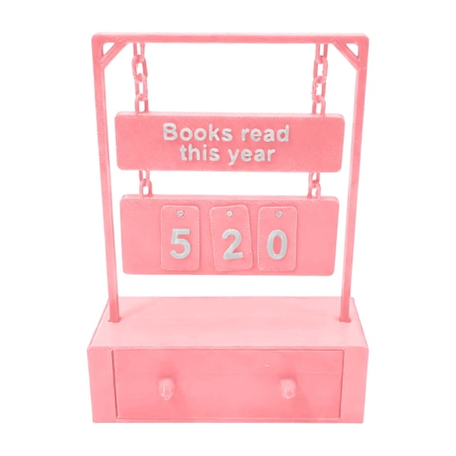 3D Printed Swinging Book Counter Shelf Sign with Digital Storage for Reading Enthusiasts and Book Lovers