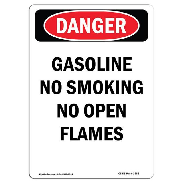 SignMission OS-DS-A-710-V-2368 7 x 10 Po Signe de Danger OSHA - Essence Non Fumeur Non Flamme Nue