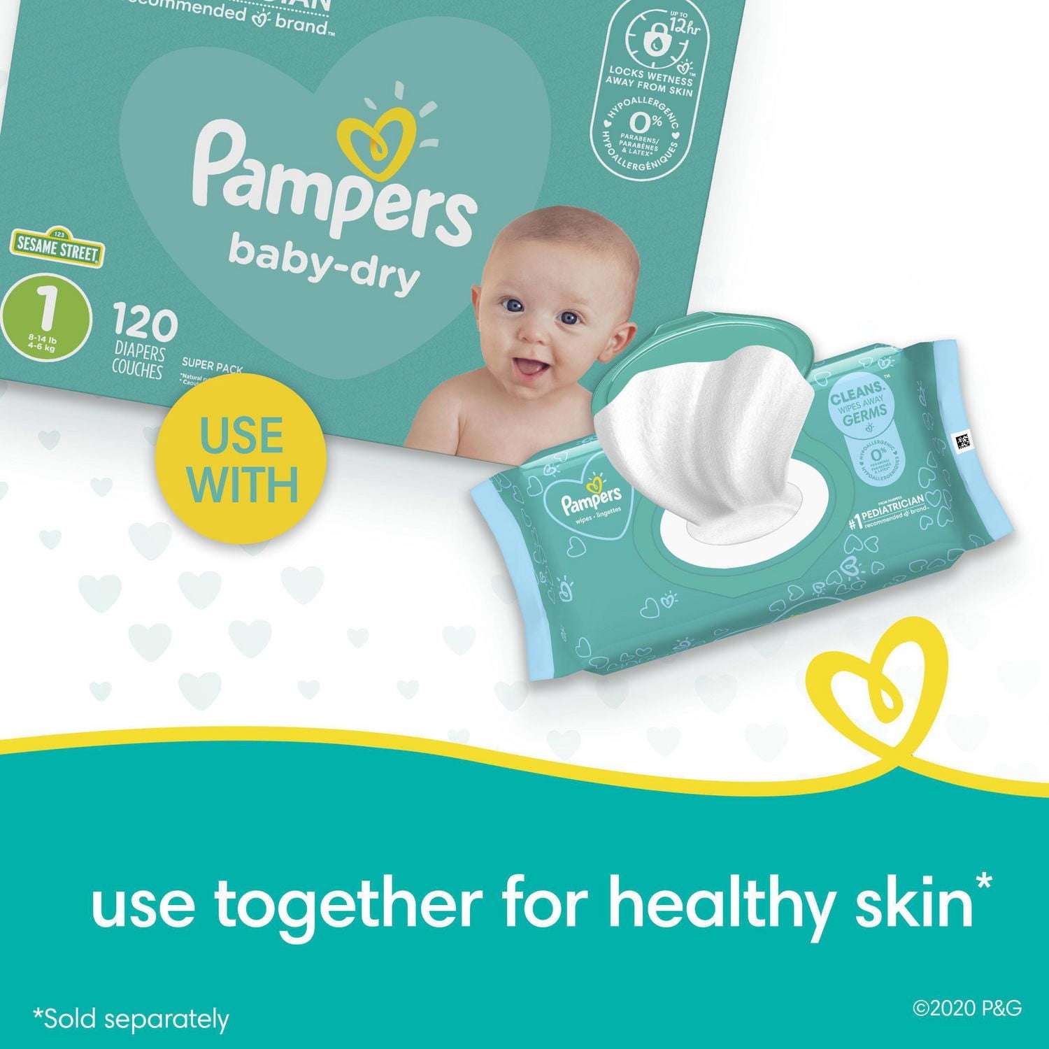 Pampers Complete Clean Lingettes pour Bébés - Parfum Frais. 1 Paquet à Couvercle Rabattable (72 Lingettes au Total)