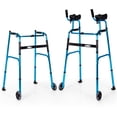 thumbnail image 2 of Costway Folding Wheel Walking Frame Adjustable Alloy Walker W/Armrest Support, 2 of 10