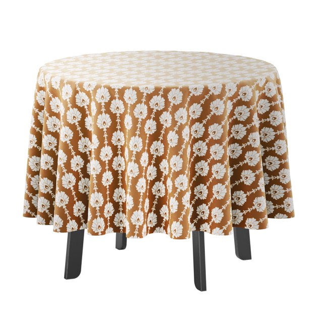 Vargottam Indoor/OutdoorRoundTablecloth 58 InchRoundTablecloth Imperméable à l'eau PatioTableCouleurs pour cour arrière CircularTable/Bbqs/Picnic -Light Brown