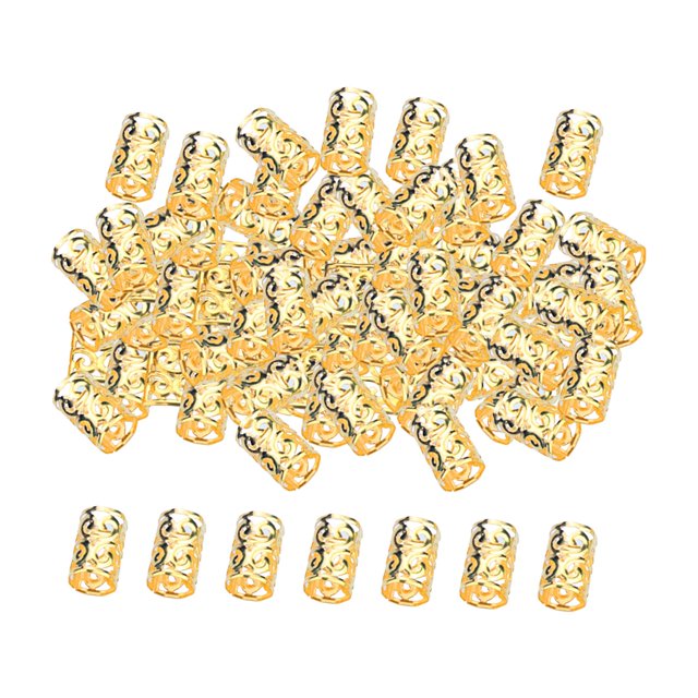 HILABEE 100 Pcs Dreadlocks Beads Rings Hair Accessories Hair Braid Rings Clips for Women Golden 10mmx15mm