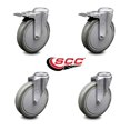 thumbnail image 4 of Ensemble de Roulettes Pivotantes en Polyuréthane avec Trou de Verrouillage de 4 L/6 Pouces x 1.25 Pouces Roues Grises - Inclut 2 avec Freins de Verrouillage Total - Capacité Totale de 1400 lbs - Marque Service Caster, 4 of 4