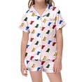 thumbnail image 1 of Adorable Dinosaur Themed Short Sleeve Button Down Pajama and Shorts Set for Children's Bedtime Comfort, 1 of 3
