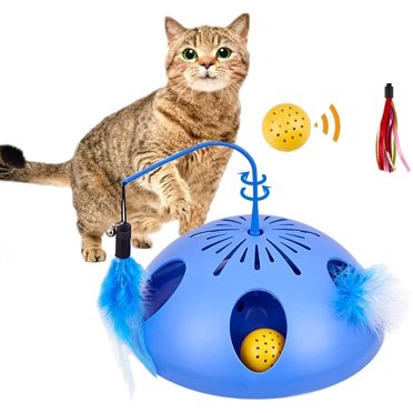 Interactive Cat Toys, Electric Cat Feather Toy for Indoor Cat, 2 Speed Mode Automatic Cat Toy, Battery Operated Puzzle Game Attract The Kitten's Attention and Give It The Fun of Hunting